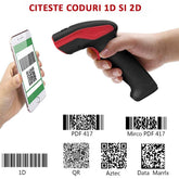 Cititor coduri de bare 2d wireless raza 400 m usb suport andocare bp